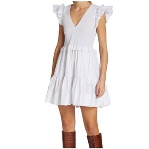 Sea NY Phoebe White Smocked Mini Dress